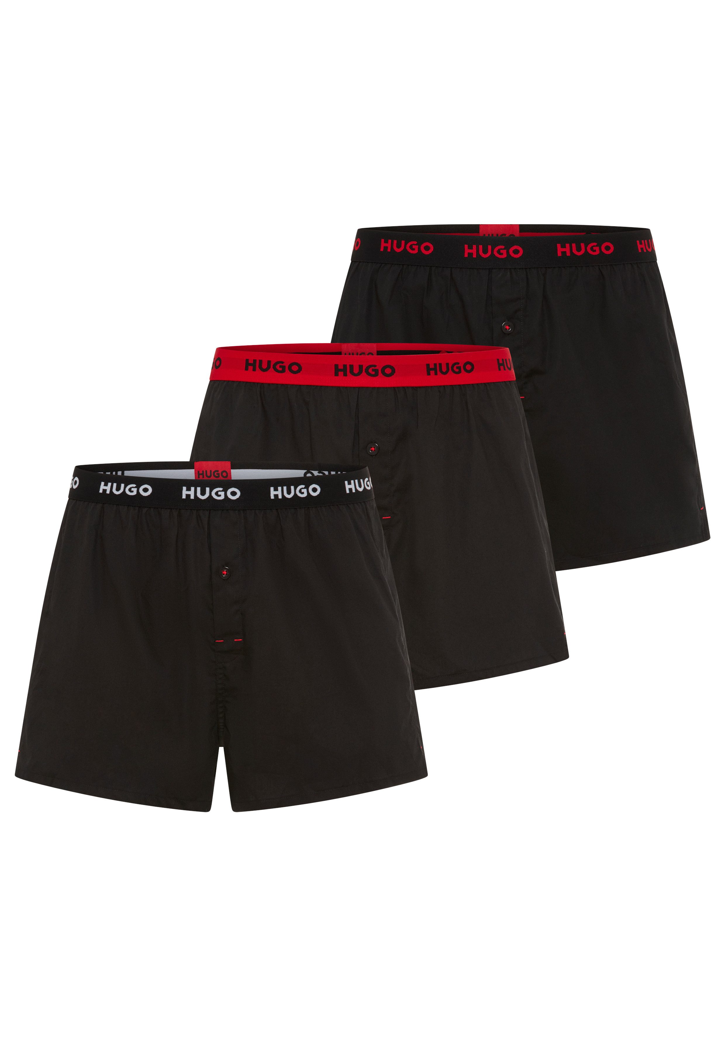 HUGO Webboxer WOVEN BOXER TR (Packung, 3-St., 3er-Pack) Webboxer mit HUGO Schriftzug