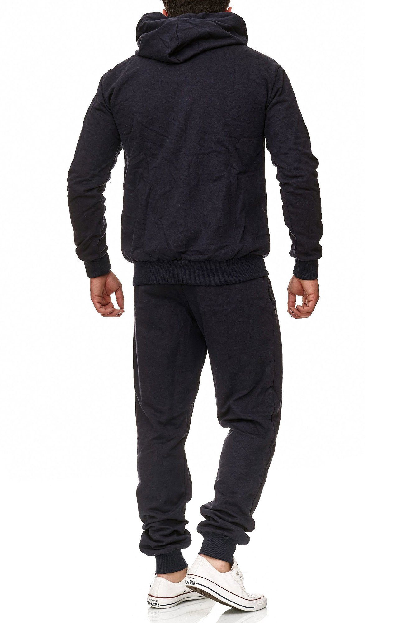 L.gonline Freizeitanzug Herren Jogginganzug, Freizeitanzug, Hausanzug 586 (Kapuzenjacke mit Reißverschluss, Hose, 2-tlg), Fitness Freizeit Casual