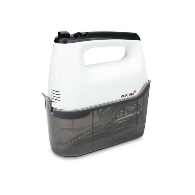 KORONA Handmixer 23012 Handmixer mit Aufbewahrungsbox, Elektrischer Mixer weiß schwarz Turbo Taste mit 6 Leistungsstufen