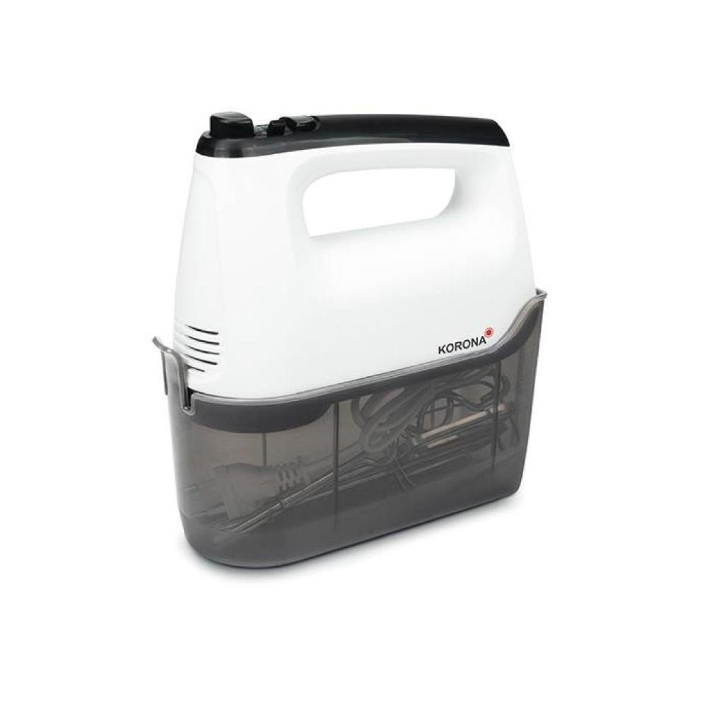 KORONA Handmixer 23012 Handmixer mit Aufbewahrungsbox, Elektrischer Mixer  weiß schwarz Turbo Taste mit 6 Leistungsstufen | Handmixer