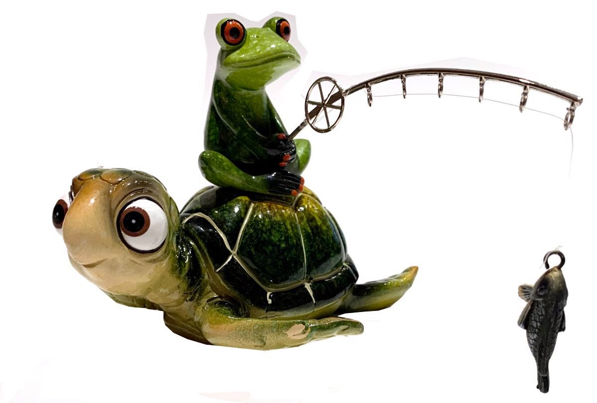 formano Dekofigur Schildkröte Harry und Frosch mit Angel grün 17x15 cm (1 S günstig online kaufen