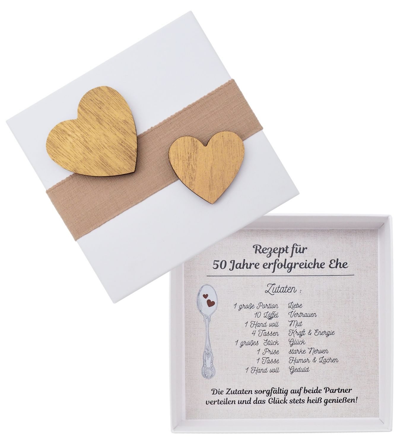 ZauberDeko Geschenkbox Geldgeschenk Verpackung Gold Hochzeit Geschenk Rezept für 50 Jahre Ehe