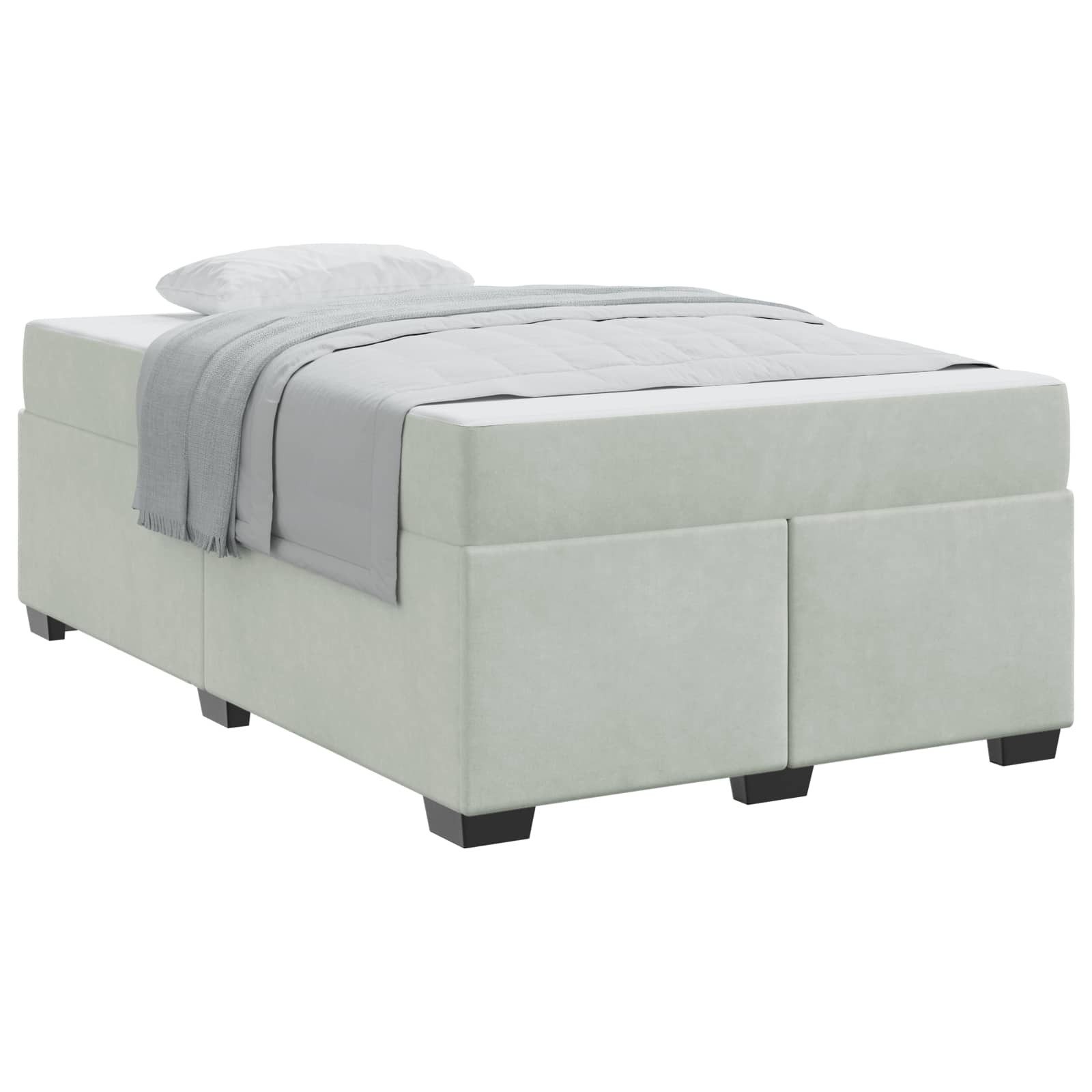 Bett Bettrahmen mit Matratze Hellgrau 120 x 190 cm Stoff
