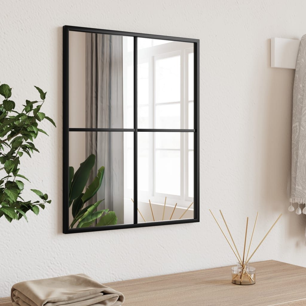 furnicato Wandspiegel 40 x 50 cm mit schwarzem pulverbeschichtetem Rahmen (1-St), Sicherer Hängespiegel mit Splitterschutzfolie für das Badezimmer