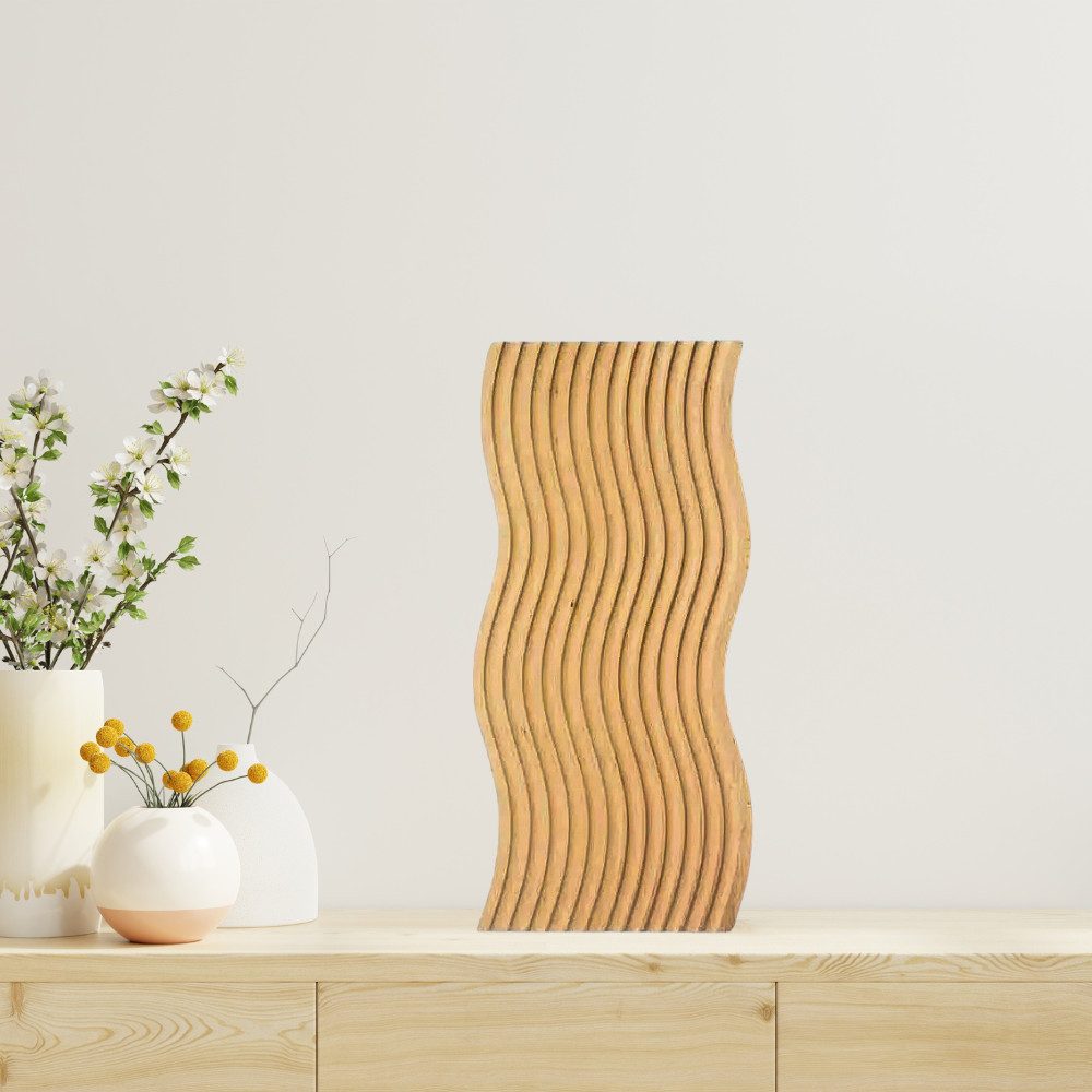 Mien Servierplatte Boho Deko Servierbrett, Snacks Teller in Wellenbogenform, Bambus, (Langlebig, 1-tlg., Maße: 39 x 15 x 2 cm I Natürliche Holzmaserung), Stilvolle Wohn- und Tischdekoration