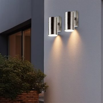 etc-shop Außen-Wandleuchte, Leuchtmittel inklusive, Warmweiß, Farbwechsel, Wandlampe Außenleuchte Fassadenlampe dimmbar Fernbedienung RGB LED