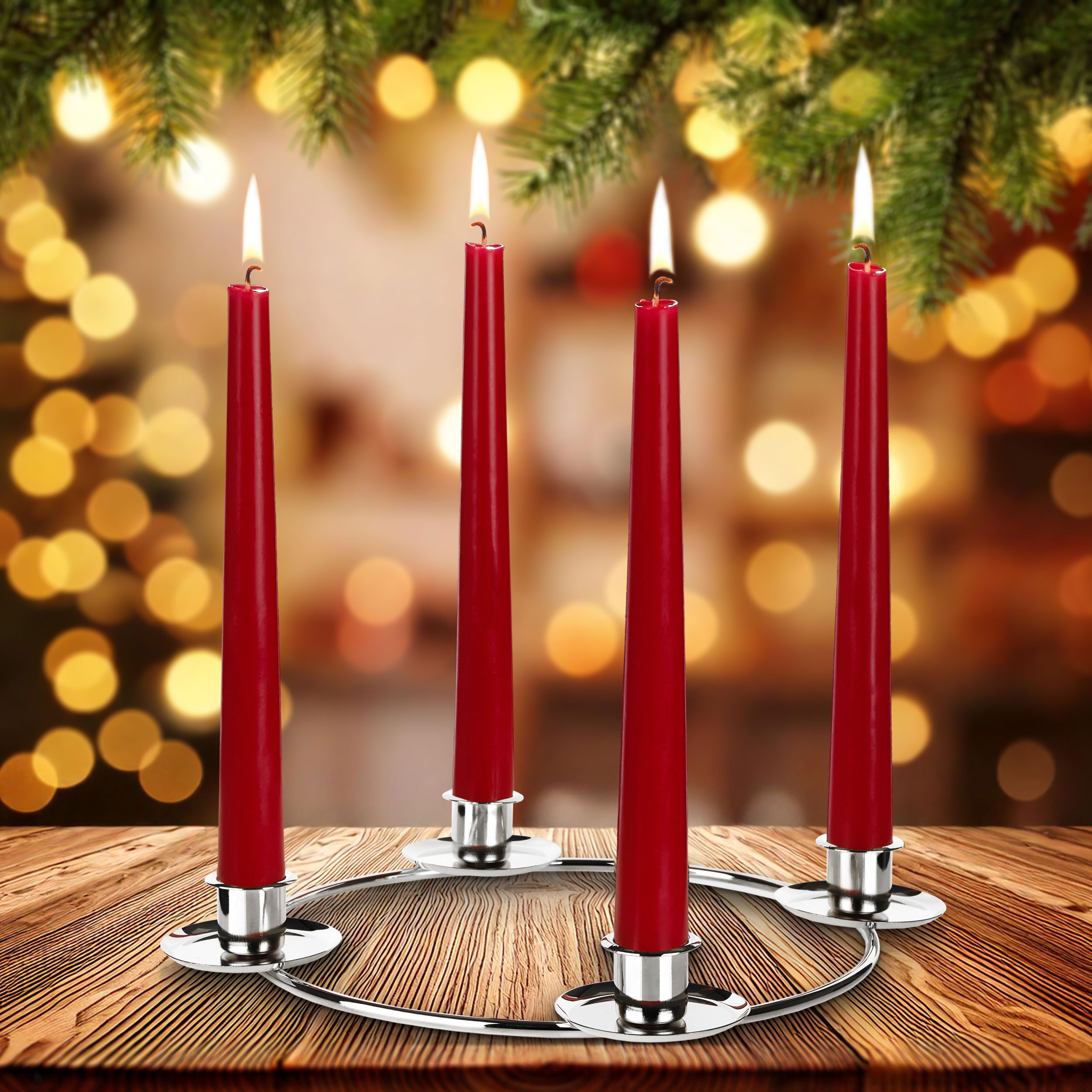 BRUBAKER Adventskranz Kerzenhalter für 4 Kerzen - 22 cm Adventsring für Stabkerzen, Adventskerzenhalter Ring - Kerzenständer aus Metall für Adventskranz