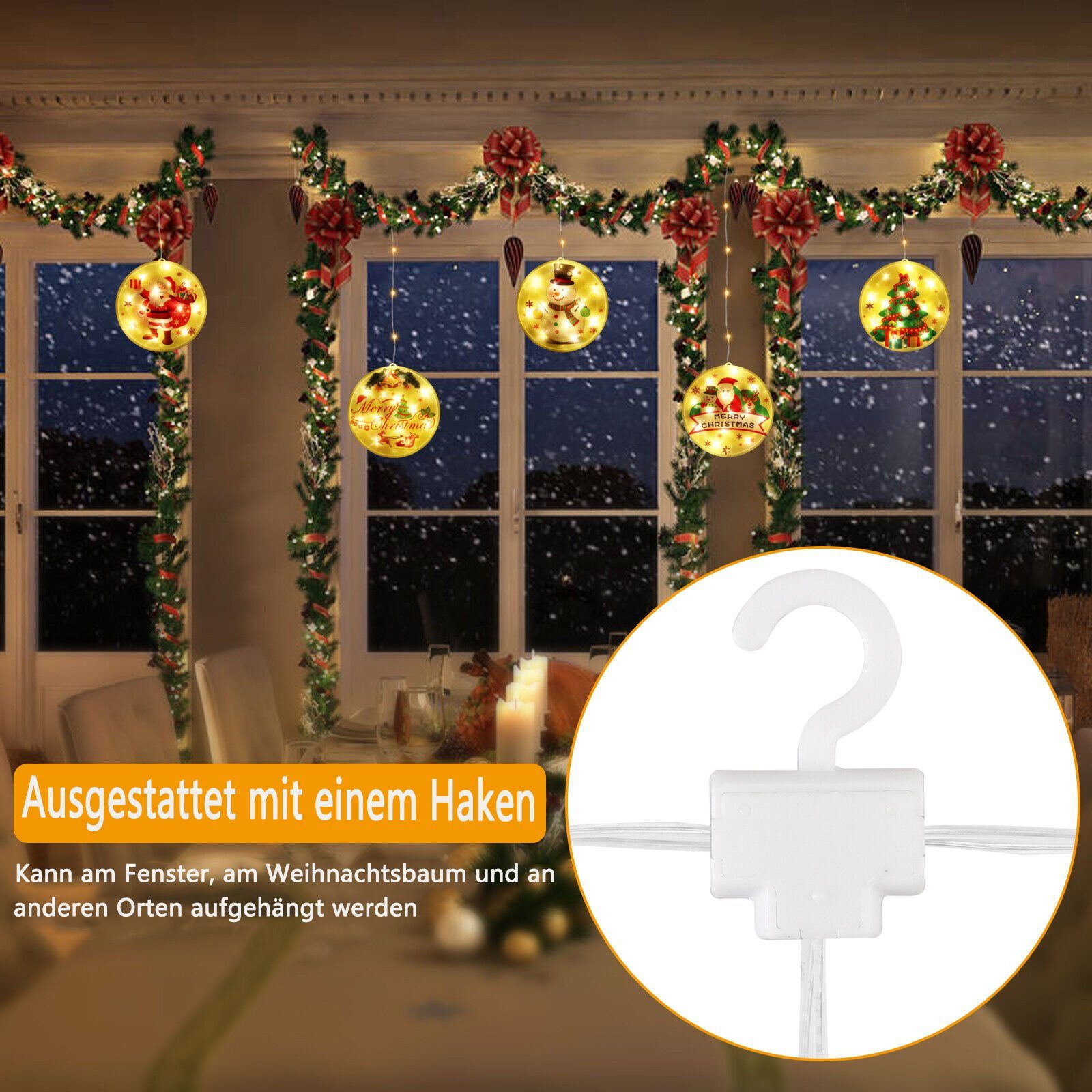 3D-Vorhang-Licht Fangqi Weihnachtsmuster Dekolicht USB-Hängeleuchte Lichter, LED dekorative