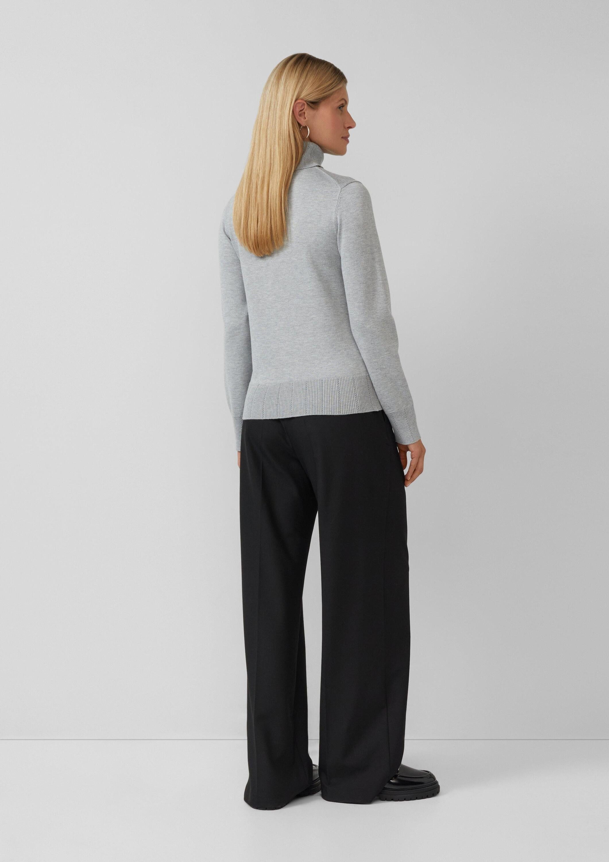 s.Oliver Longpullover Strickpullover Slim-Fit-Pullover mit Ajour-Details