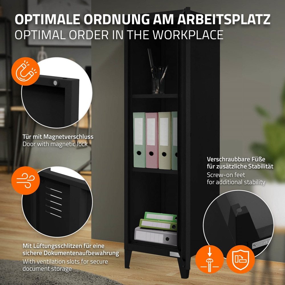 ML-DESIGN Aktenschrank Metallschrank mit Schubladen Aufbewahrungsschrank Mehrzweckschrank (1-St) Lagerschrank Büroschrank Werkzeugschrank Stahlschrank 38x38x137 – Bild 4 von 5