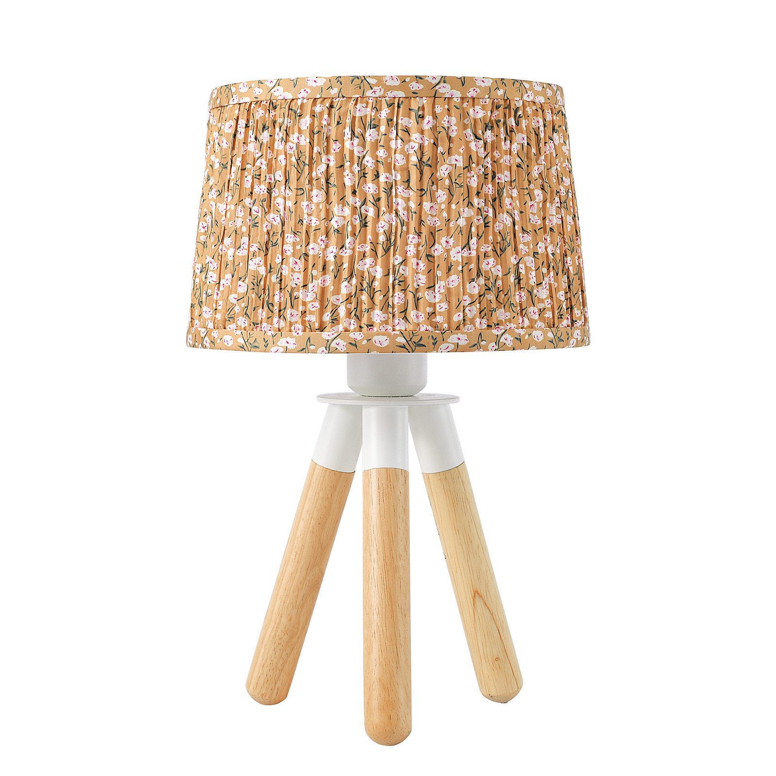 STANBOW Bettleuchte weiße Dreibein-Tischlampe aus Gummibaumholz, ohne Leuchtmittel, tischlampen wohnzimmer, tischlampen mit kabel, tischlampen landhaus