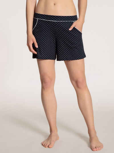CALIDA Pyjamahose Calida Damen Shorts blau-gepunktet 26239 (1-tlg., 1 Stück) aus reiner Baumwolle