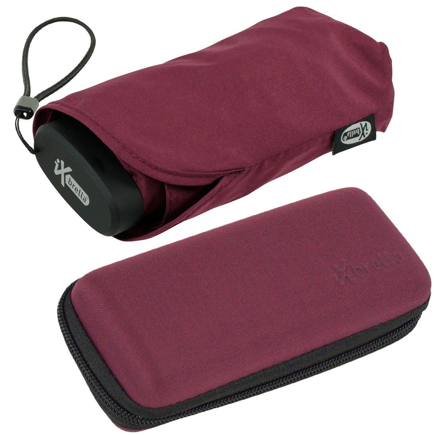 rhododendron bordeaux Format, mit Mini ultra-klein, 15 cm Handy Taschenregenschirm Schirm Ultra - Softcase-Etui iX-brella winziger im