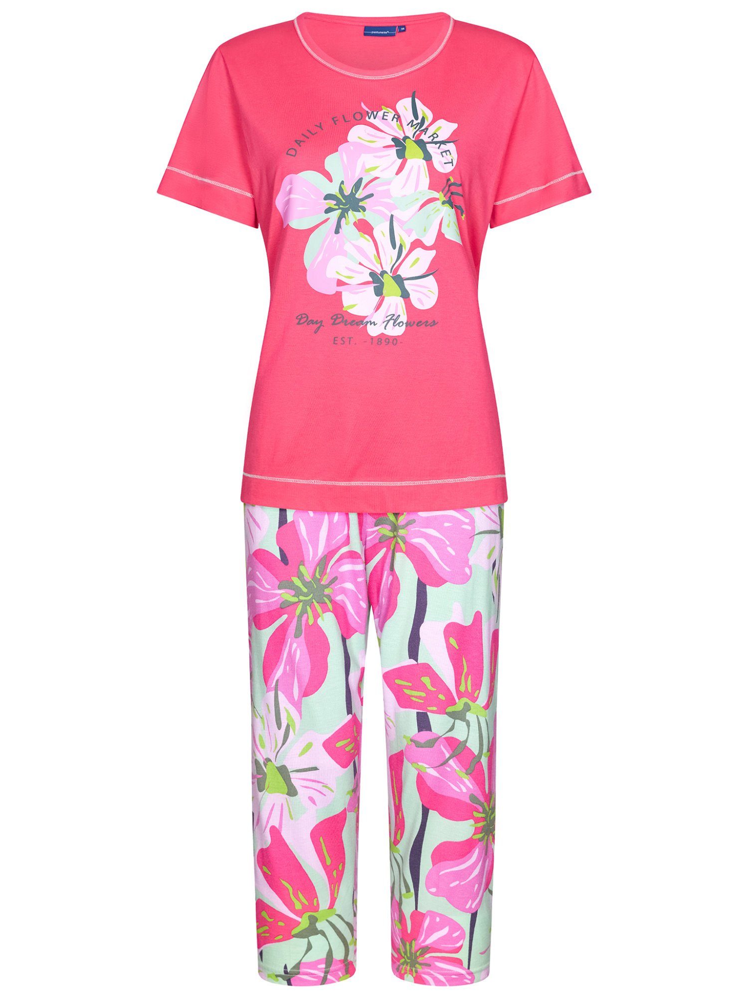 Pastunette Schlafanzug Damen Pyjama Caprihose (2 günstig online kaufen