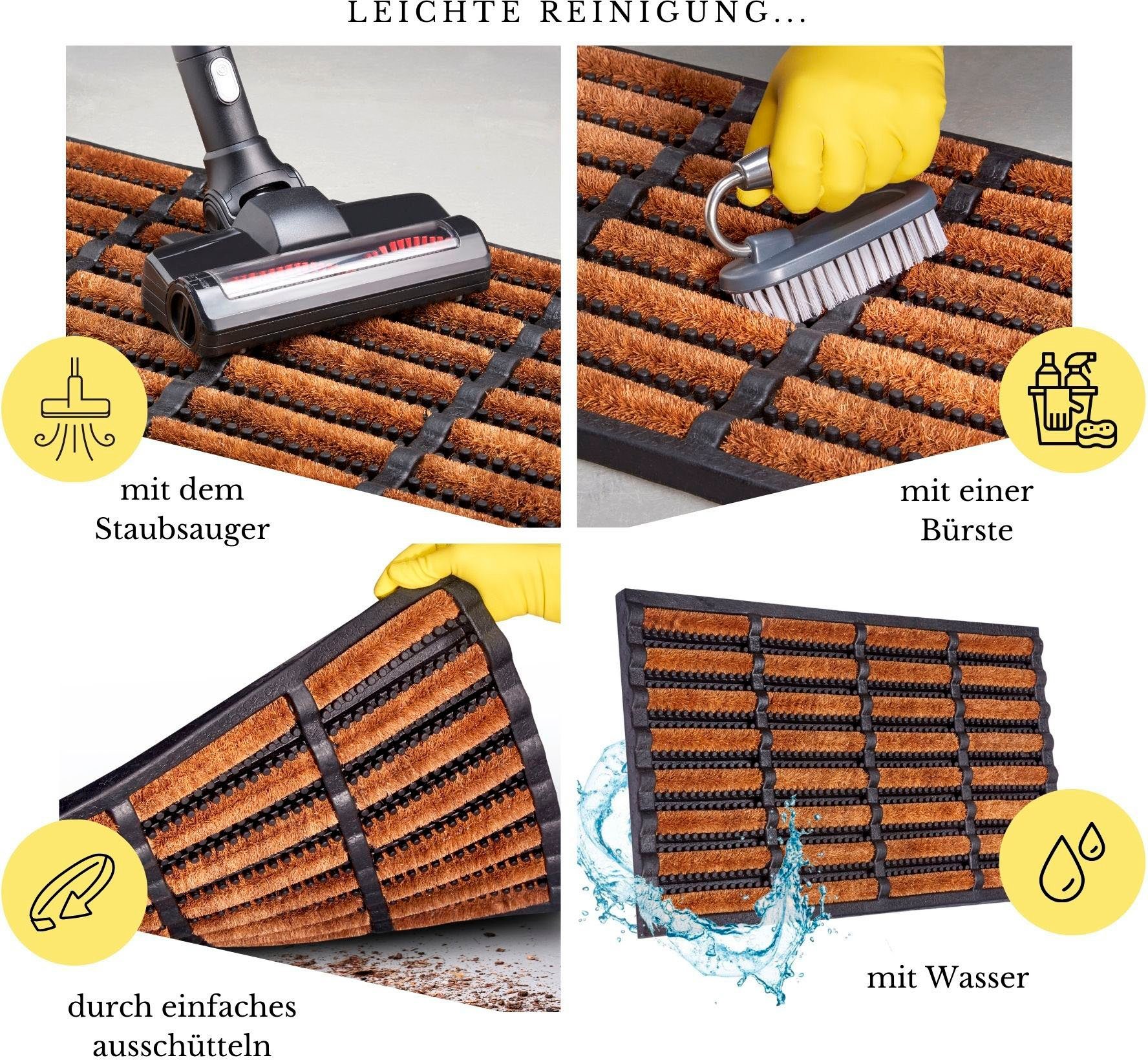 HANSE Home Fußmatte Schmutzfangmatte Brushes Mat, Türmatte, rechteckig, Höhe: 25 mm, Kokos, Gummi, Schmutzfangmatte, Outdoor, Rutschfest, Innen, Kokosmatte – Bild 5 von 5