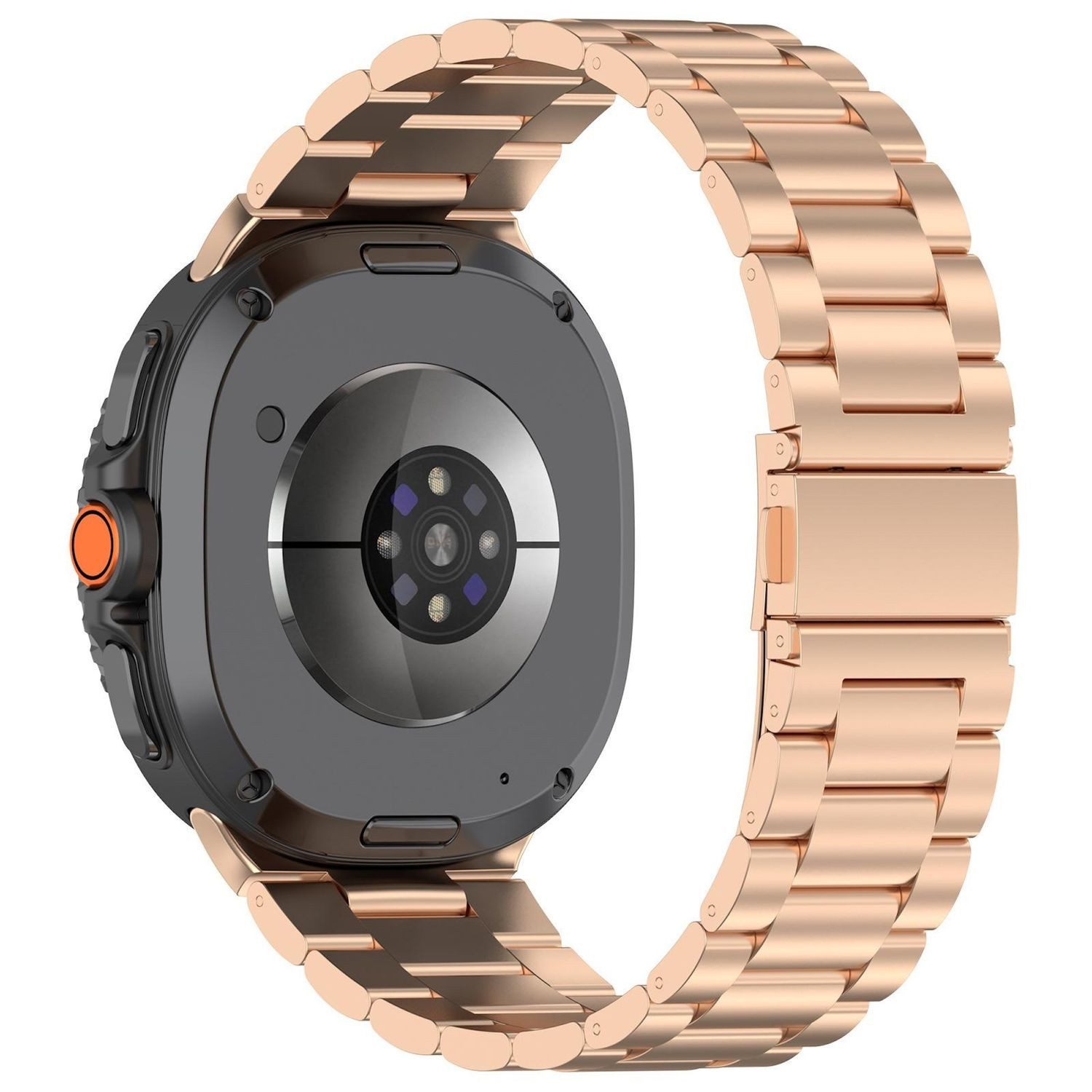 Wigento Smartwatch-Armband Edelstahl für Samsung Galaxy Watch 9 / 8 / 8 Classic Three Beads, Edelstahlarmband mit verstellbarer Länge und robustem Design
