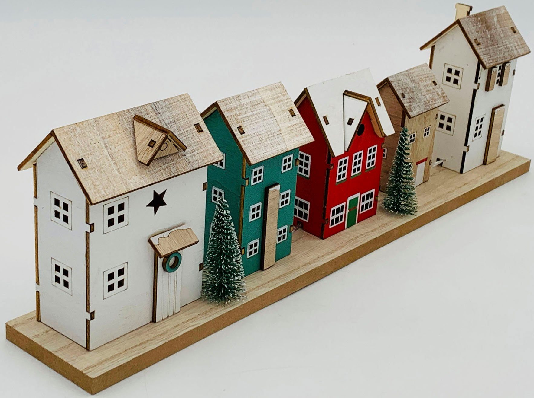 Weihnachtshäuser Holz Beleuchtete Deko 3er Set Wei Produktbild-Vorschau 10