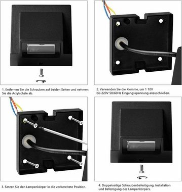 WILGOON LED Außen-Wandleuchte 5W LED Wandlampe IP65, Außen/Innen 3000K Außenwandleuchte, LED fest integriert, Warmweiß, Schwarz, für Schlafzimmer, Wohnzimmer, Badezimmer