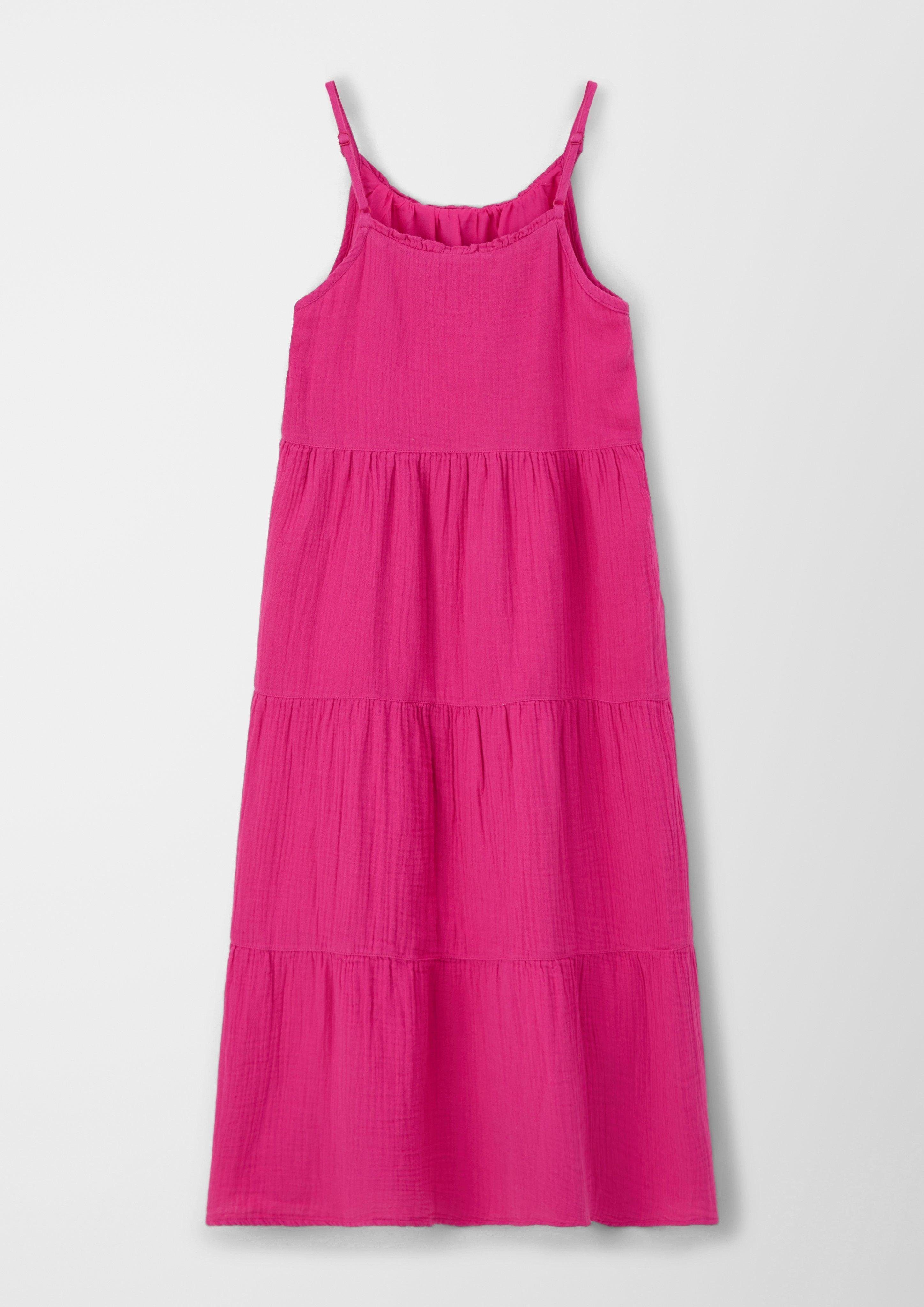 Stufendesign im Maxikleid Kleid pink s.Oliver Volants Raffung,