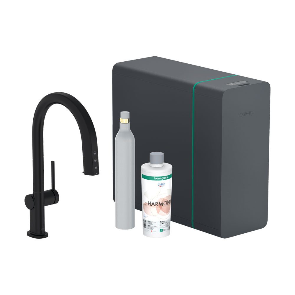 hansgrohe Küchenarmatur hansgrohe SodaSystem 210 Aqittura M91 Starter Set mattschwarz