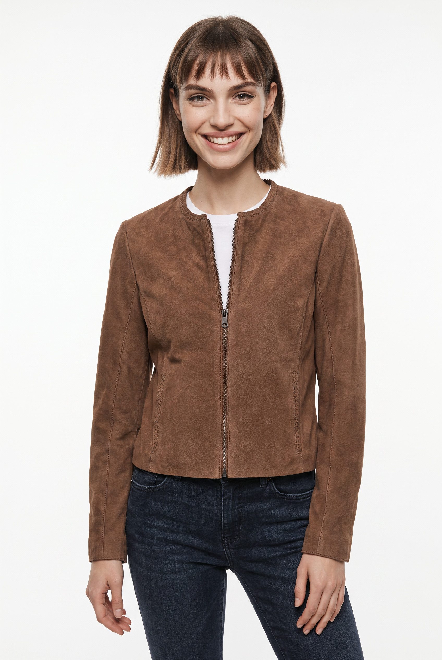 Mauritius Lederjacke MWZainu Kurzjacke mit geflochtenen Details