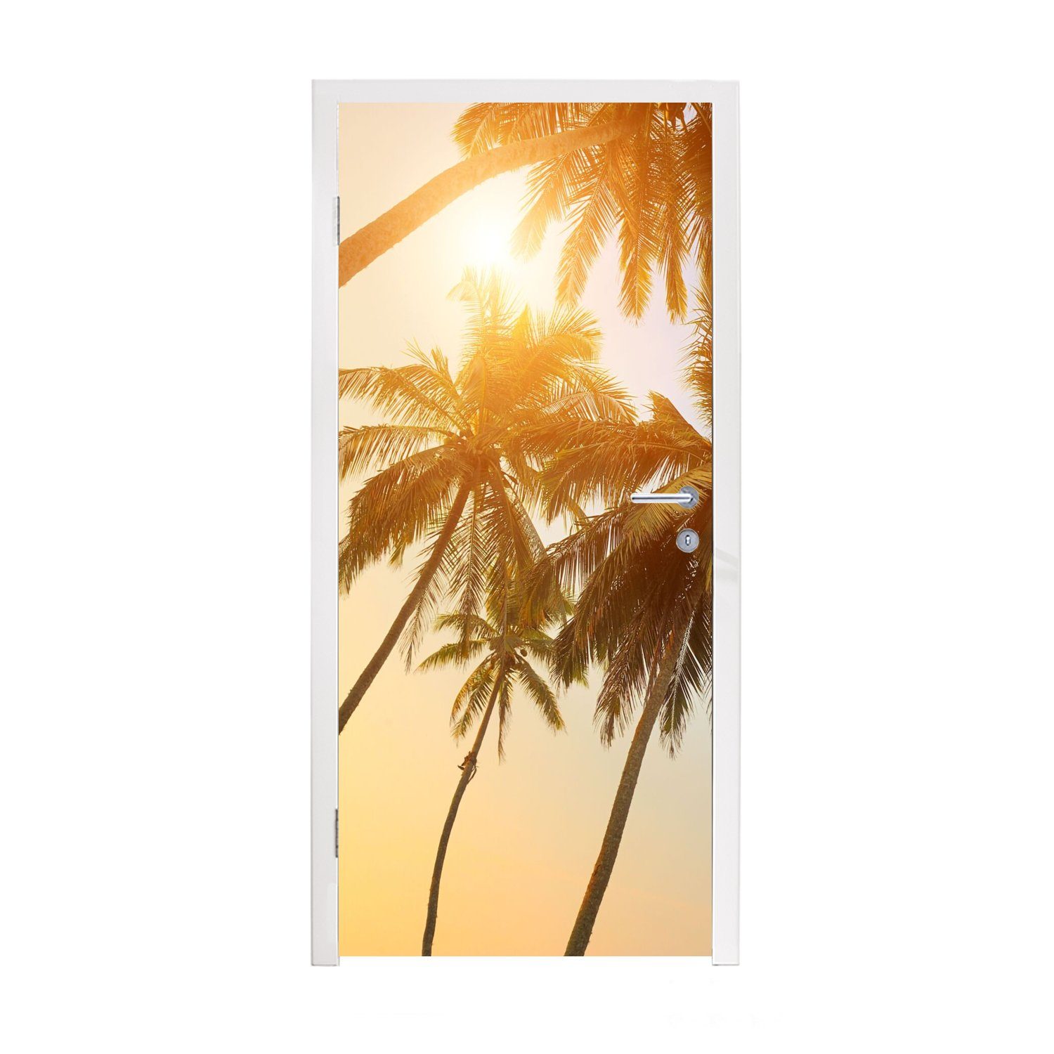 MuchoWow Türtapete Palme - Sonne - Sommer - Tropisch, Matt, bedruckt, (1 St), Fototapete für Tür, Türaufkleber, 75x205 cm