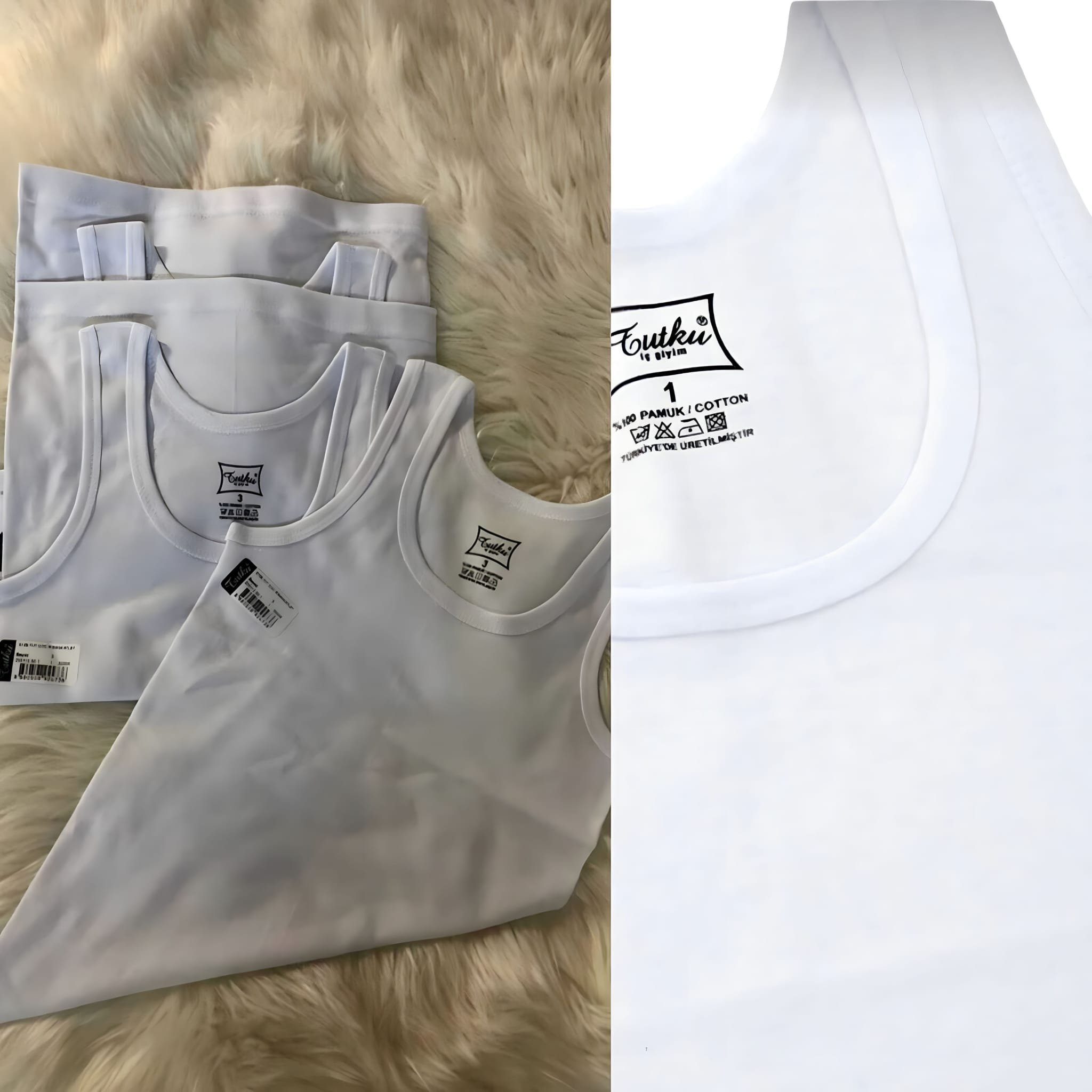 Baumwolle 10er-Pack) 6er-Pack, Pack Tanktop Seher/Tutku 100% Unterhemden 6er 4-St., Unterhemd reiner Baumwolle Kinder Weiß (Packung, 4er 4er-Pack, aus 10er