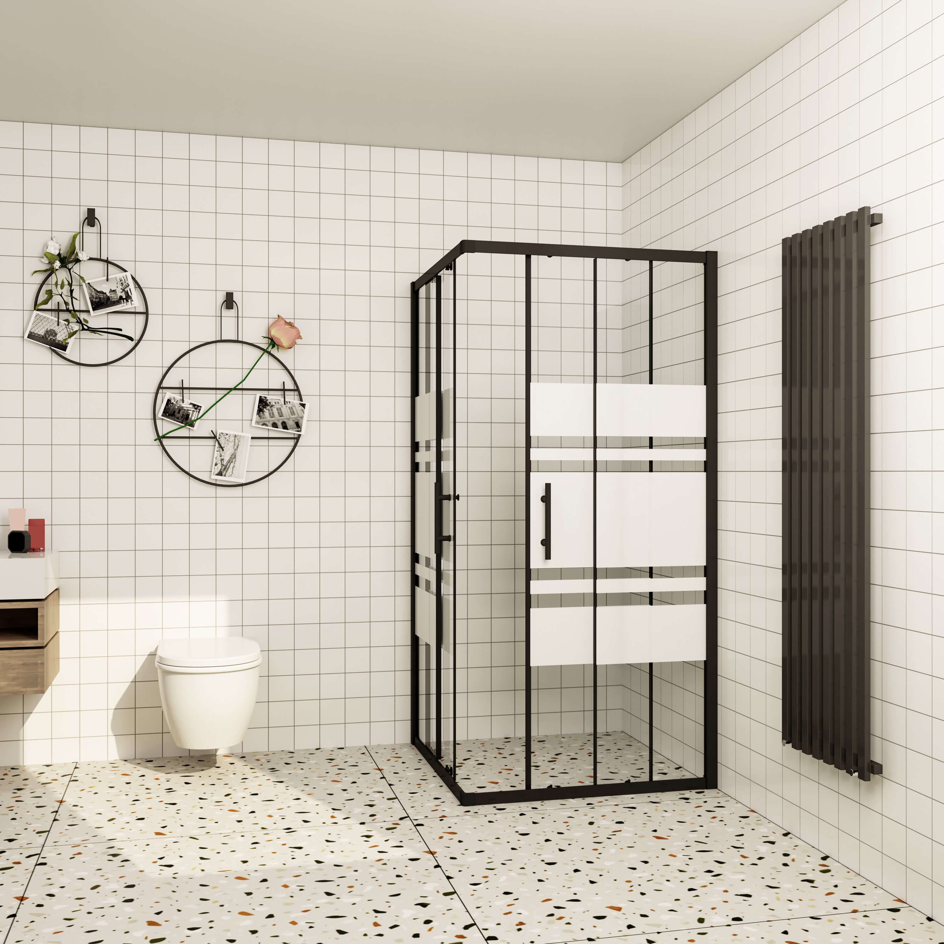 AICA Eckdusche 6mm 185cm Eckdusche 80x80/90x90cm Duschtür Duschkabine, Sicherheitsglas, ohne Duschtasse