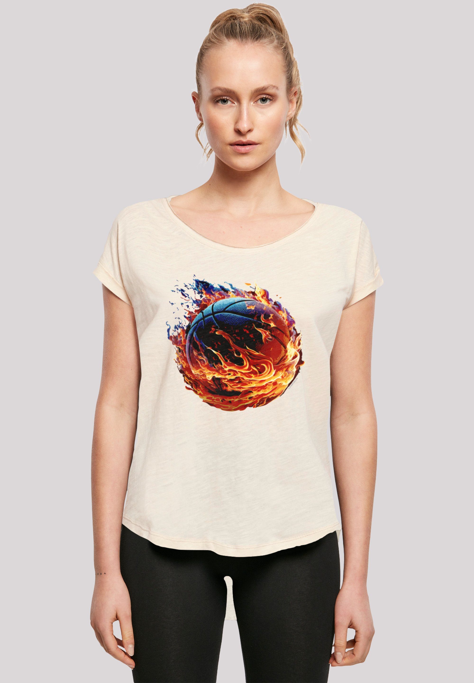 F4NT4STIC T-Shirt Basketball On Fire Sport LONG Print, Sehr weicher  Baumwollstoff mit hohem Tragekomfort | T-Shirts
