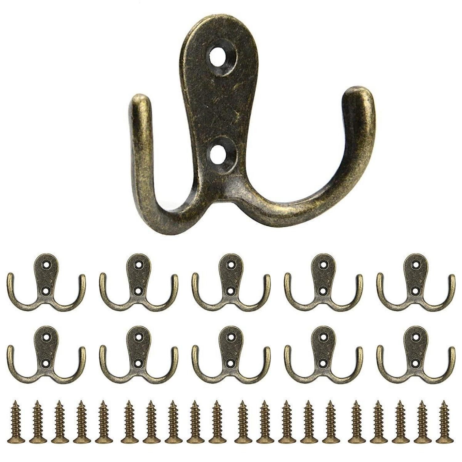 LuxusKollektion Doppelhaken 10x Kleiderhaken Vintage Bronze, (10-St)