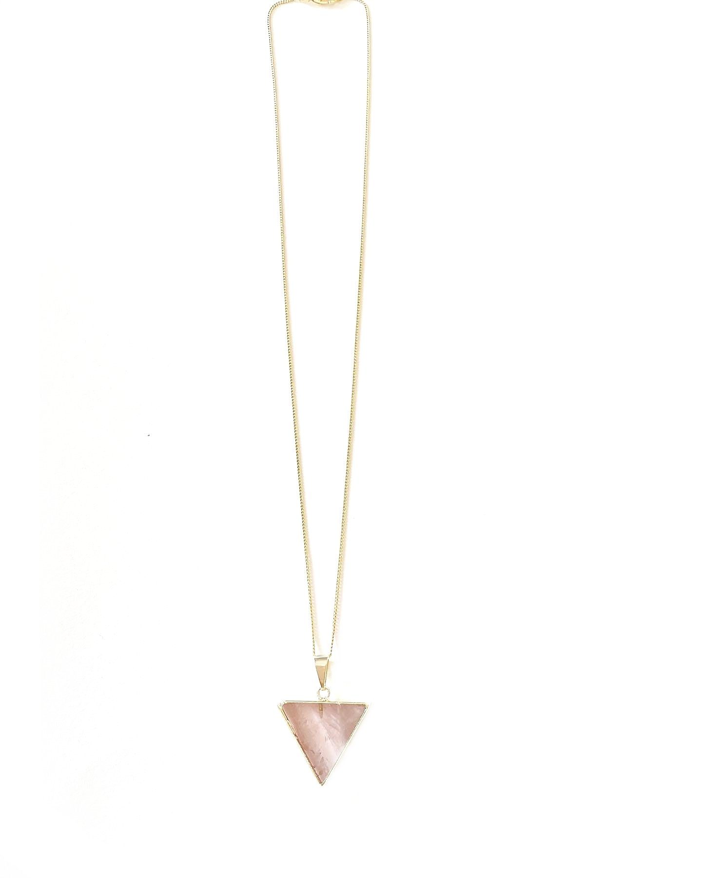 Anhänger Crystal Halskette, mit Kette Rosenquarz Jewelry Dreieck and Sage vergoldet