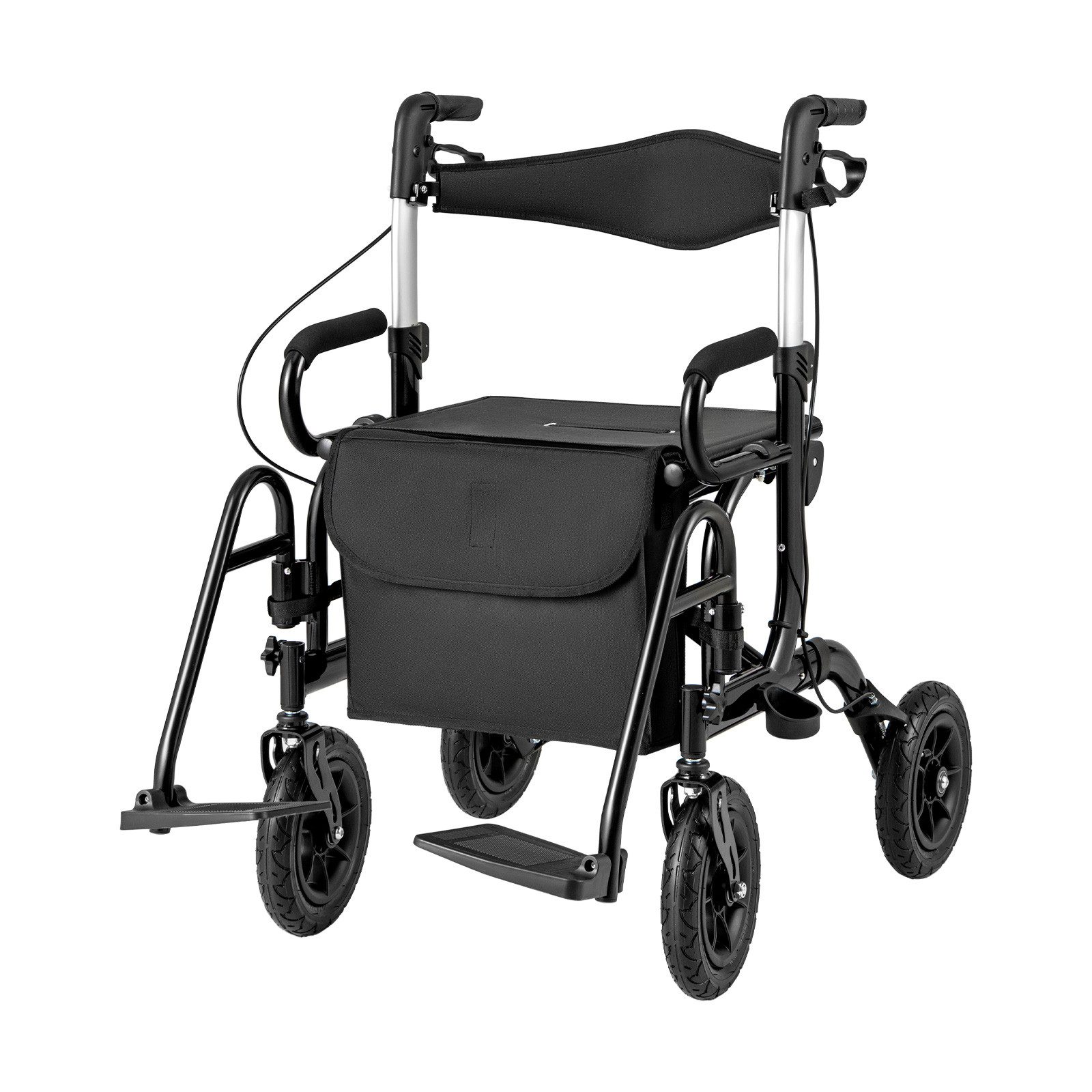 COSTWAY Rollator, mit Luftbereifung & faltbar, Aluminium, bis 140 kg