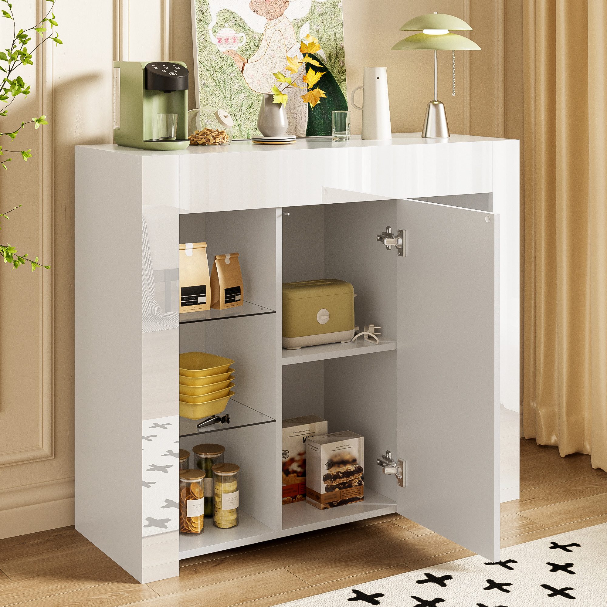 STILVORA Sideboard mit Glasregalen,Aufwahrungsschrank Küchenschrank mit günstig online kaufen