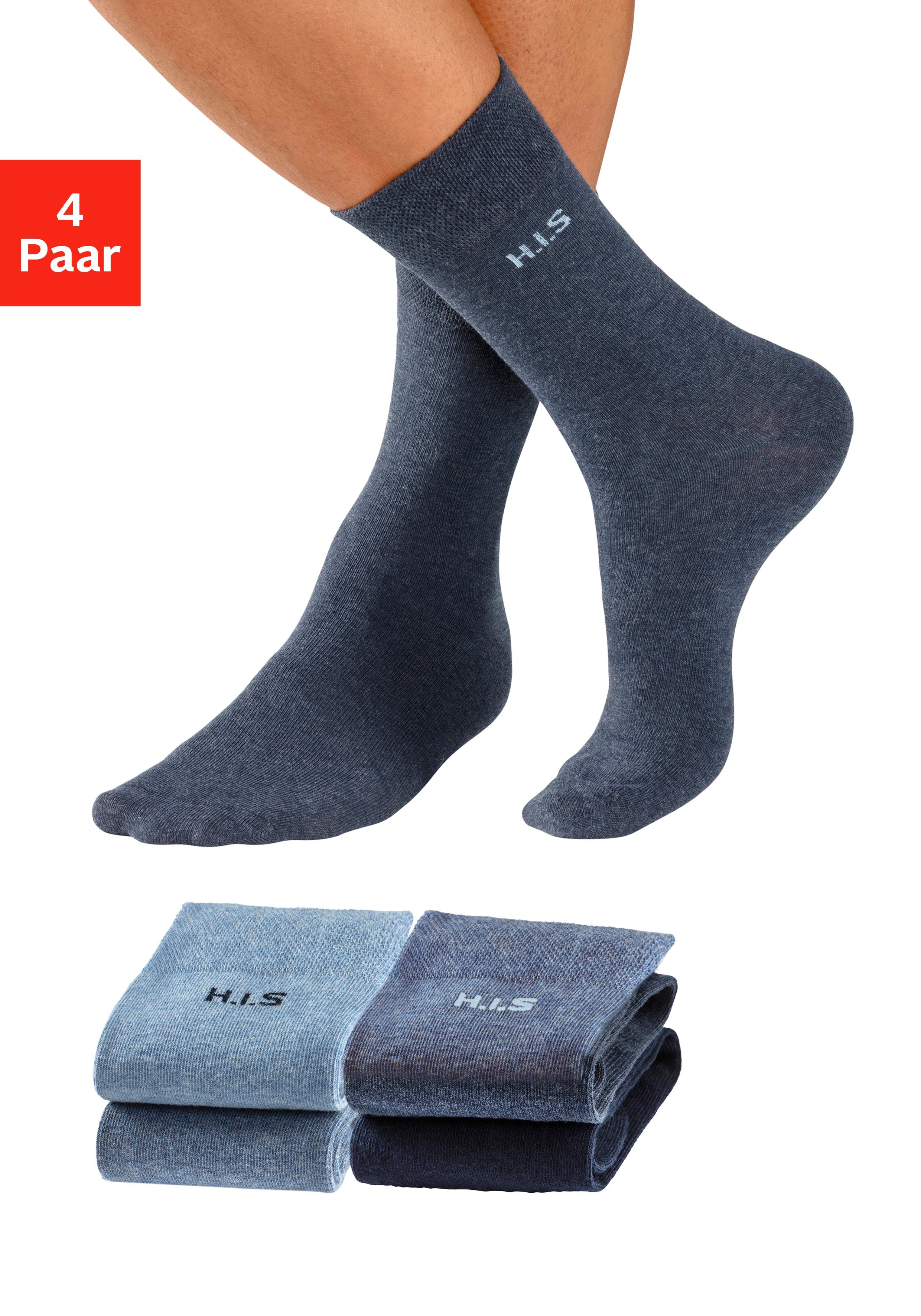 H.I.S Socken (4-Paar) mit druckfreiem Bündchen