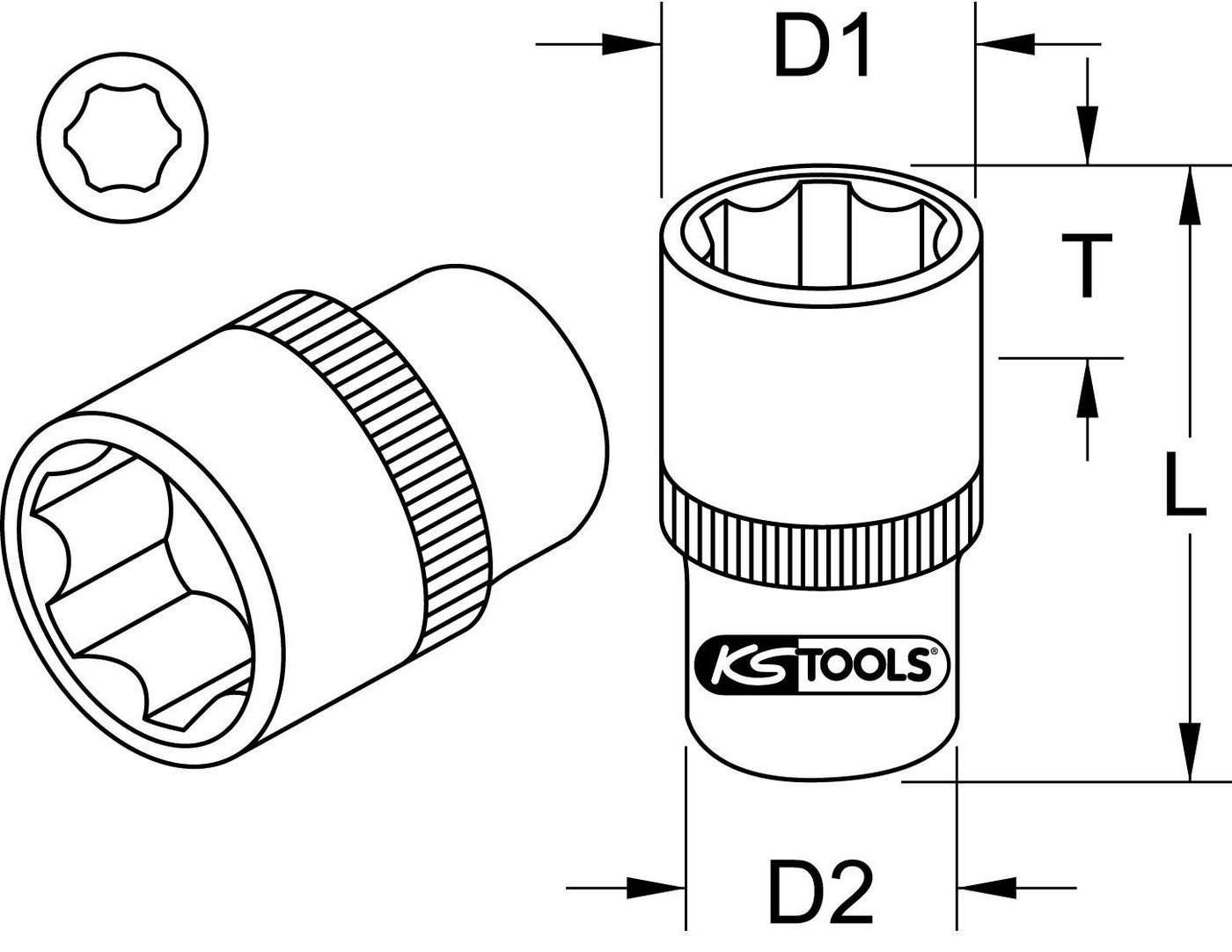 Thumbnail - KS Tools Stecknuss 1/2" Stecknuss, 23mm