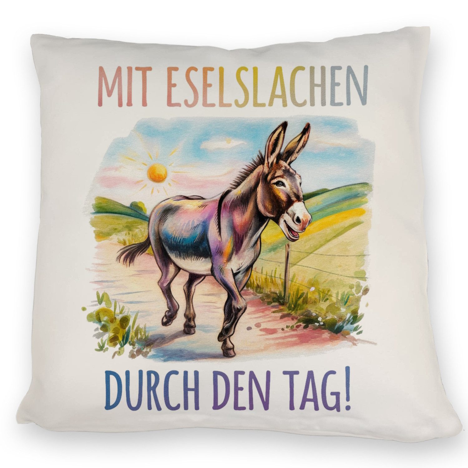 Dekokissen Mit Eselslachen durch den Tag Kissen