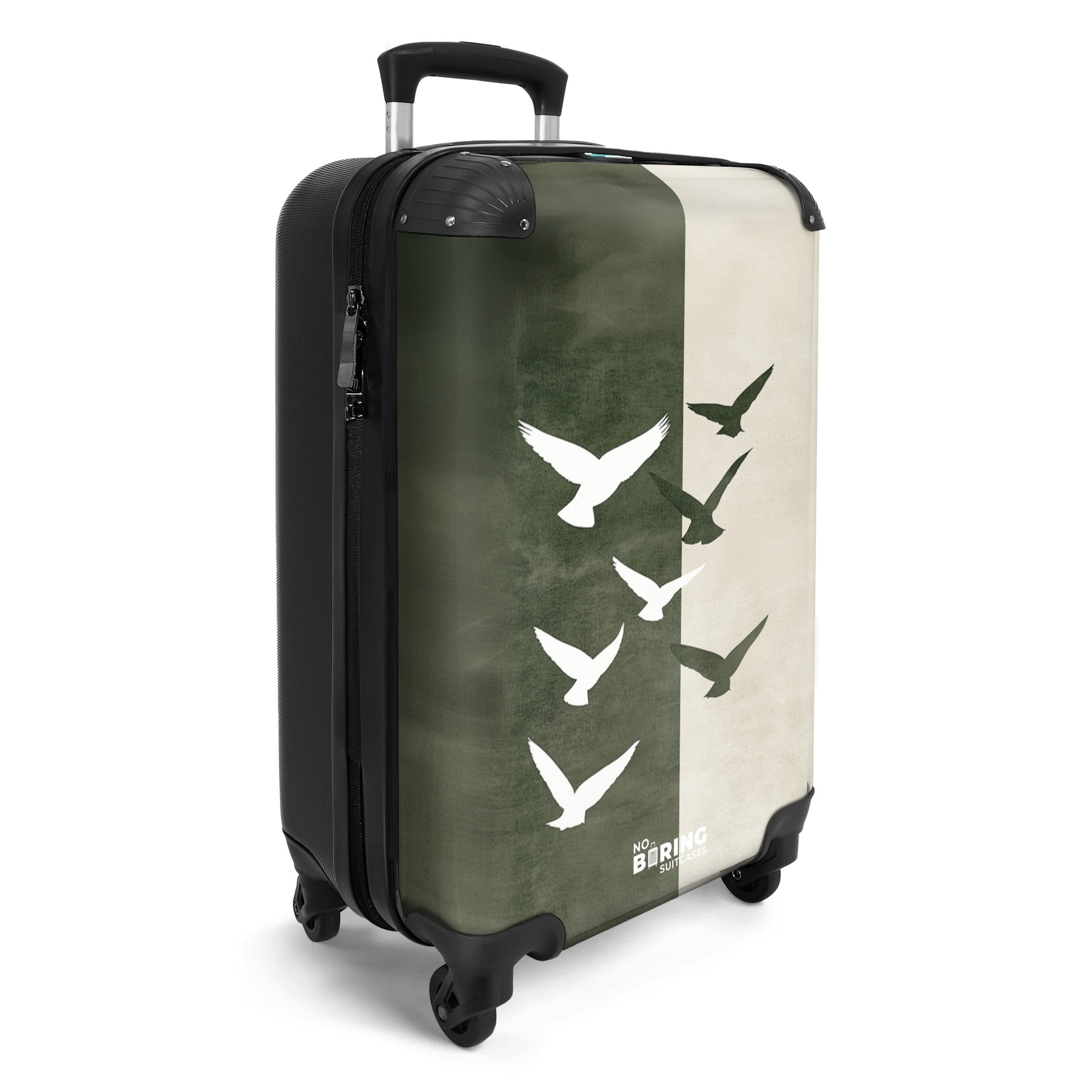 NoBoringSuitcases.com© Hartschalen-Trolley Vögel mit grünem und günstig online kaufen