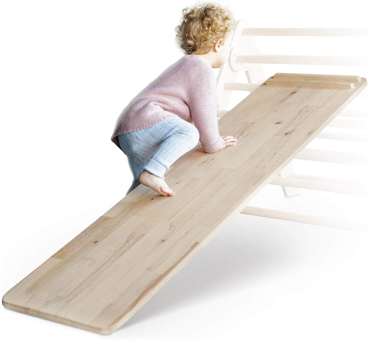 Ehrenkind Kletterwand Rutschbrett und Hühnerleiter Pikler Art, massives Buchen-Holz