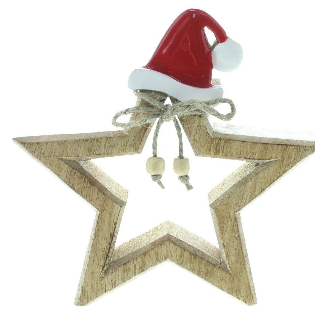 Dekostern Stern mit Zipfelmütze Mango Weihnachten Deko Ø 19 cm