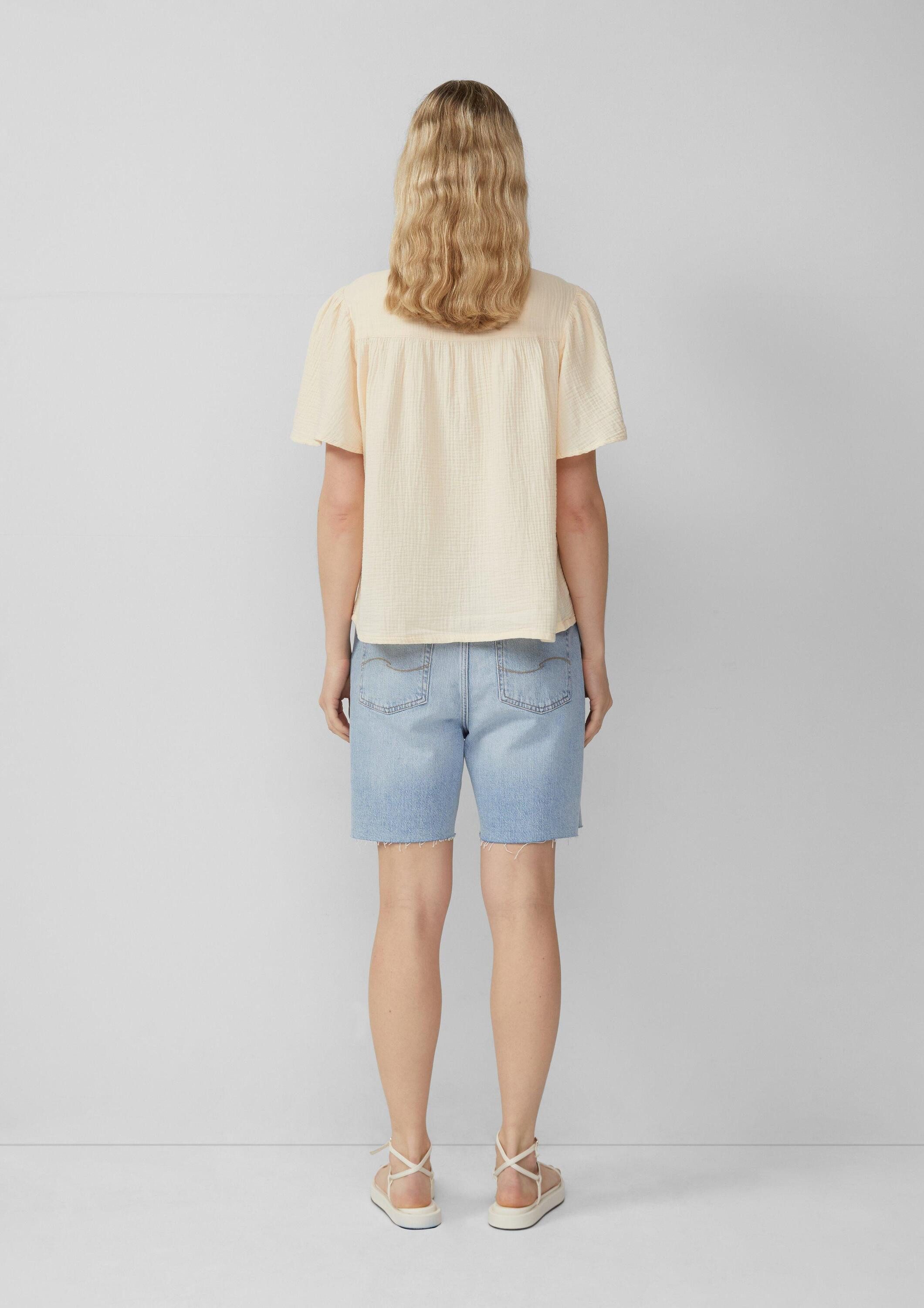 QS Kurzarmbluse Bluse Musselin-Bluse mit Bindeband günstig online kaufen