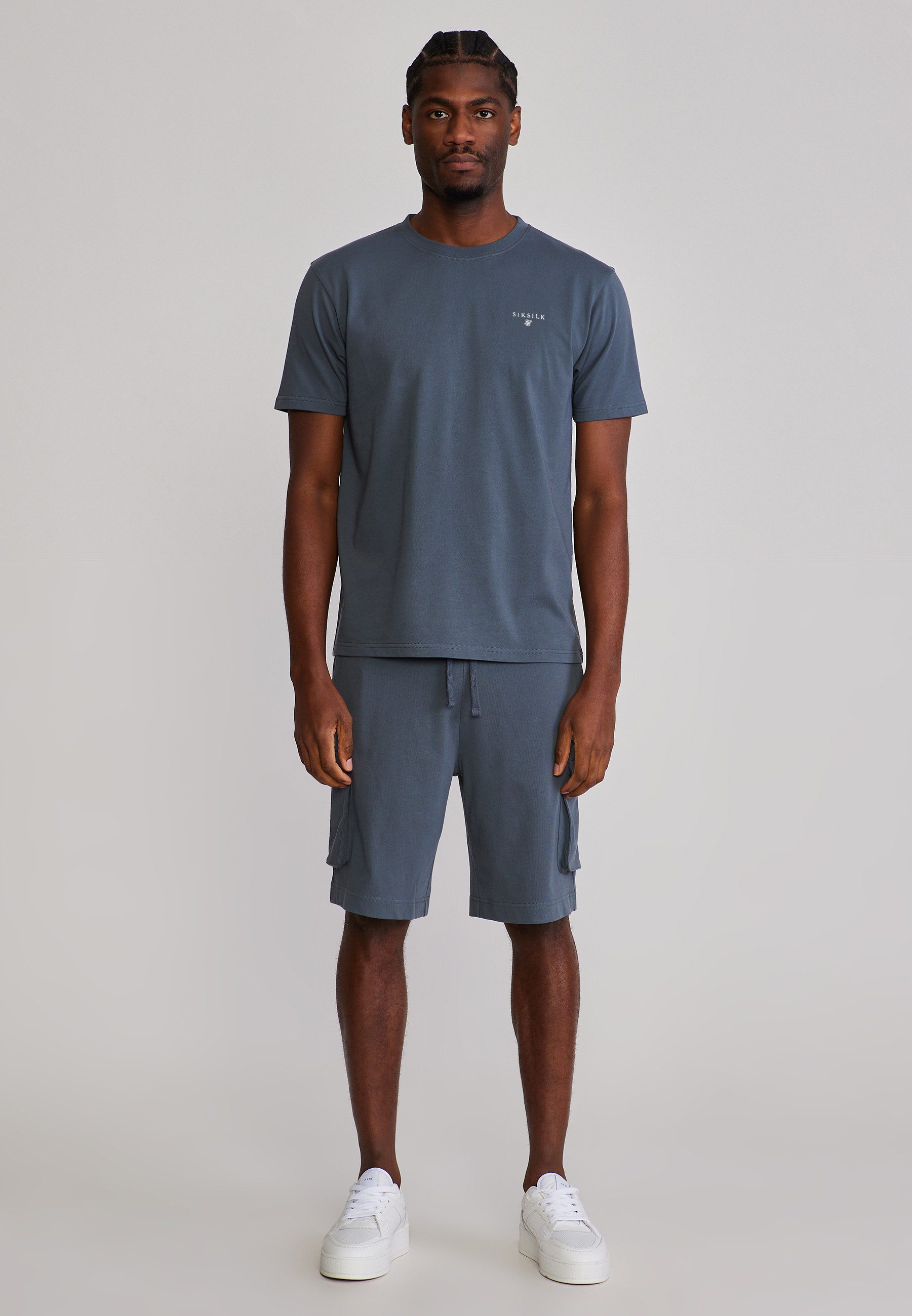 Sweatanzug SikSilk Herren Graues T-Shirt- und Shorts-Set