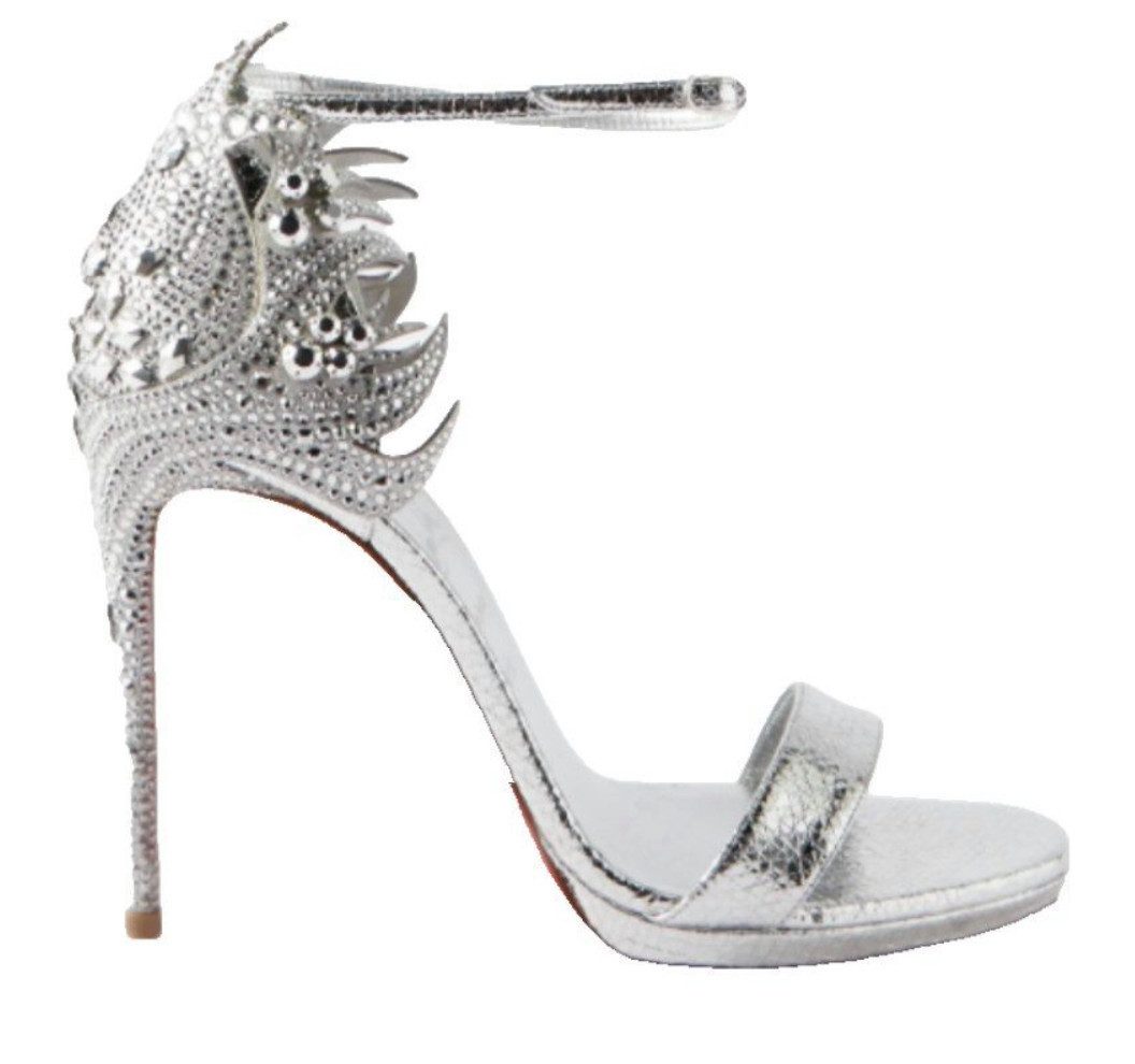 CHRISTIAN LOUBOUTIN Loubi Vega 120 crystal-embellished Stiletto Sandals Schuhe 39 High-Heel-Pumps Kristallflammen aus der Viva Las Vegas Kollektion