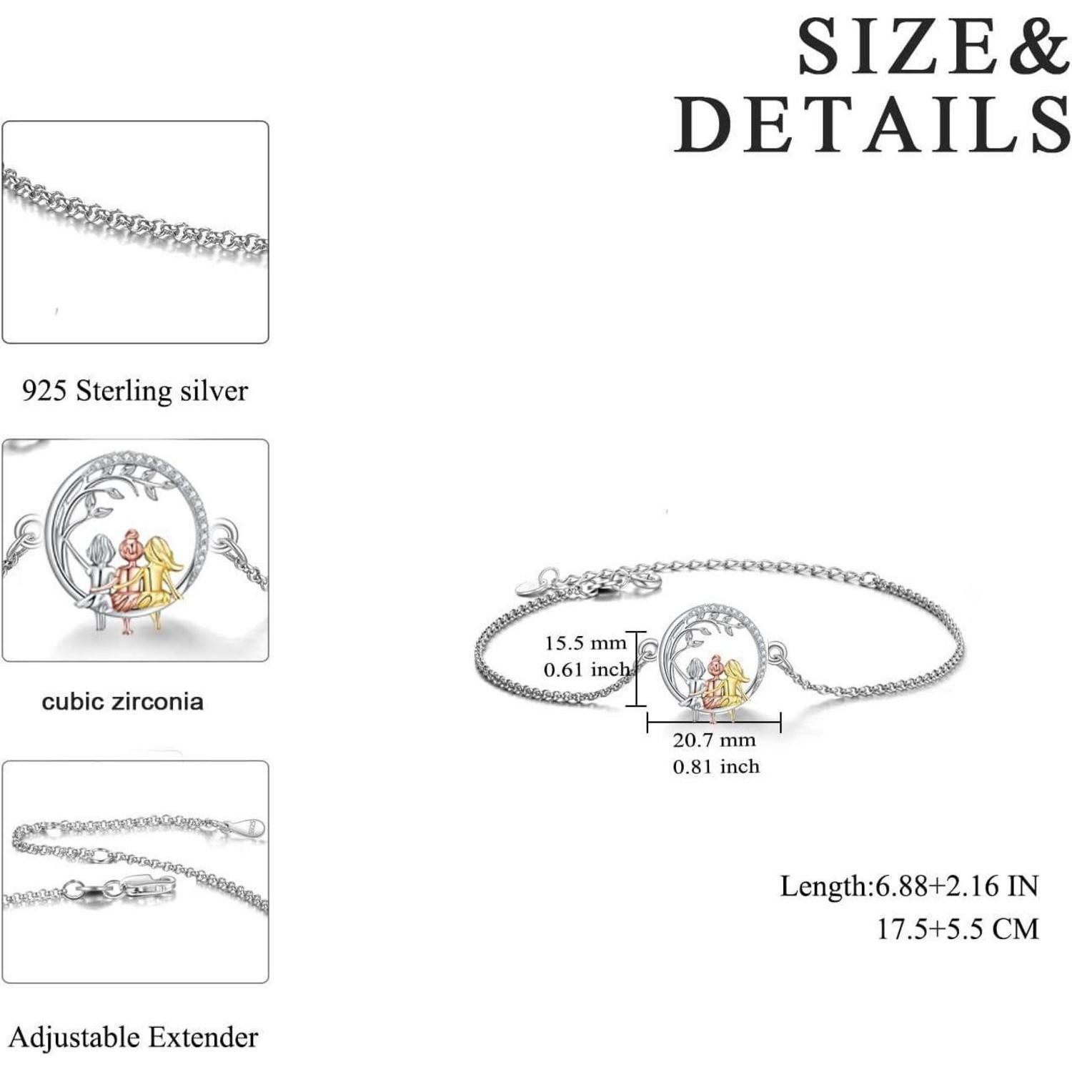 LuxusKollektion Freundschaftsarmband 925 Sterling Silber Schwester Herz Armband mit Kristall, Geschenkbox