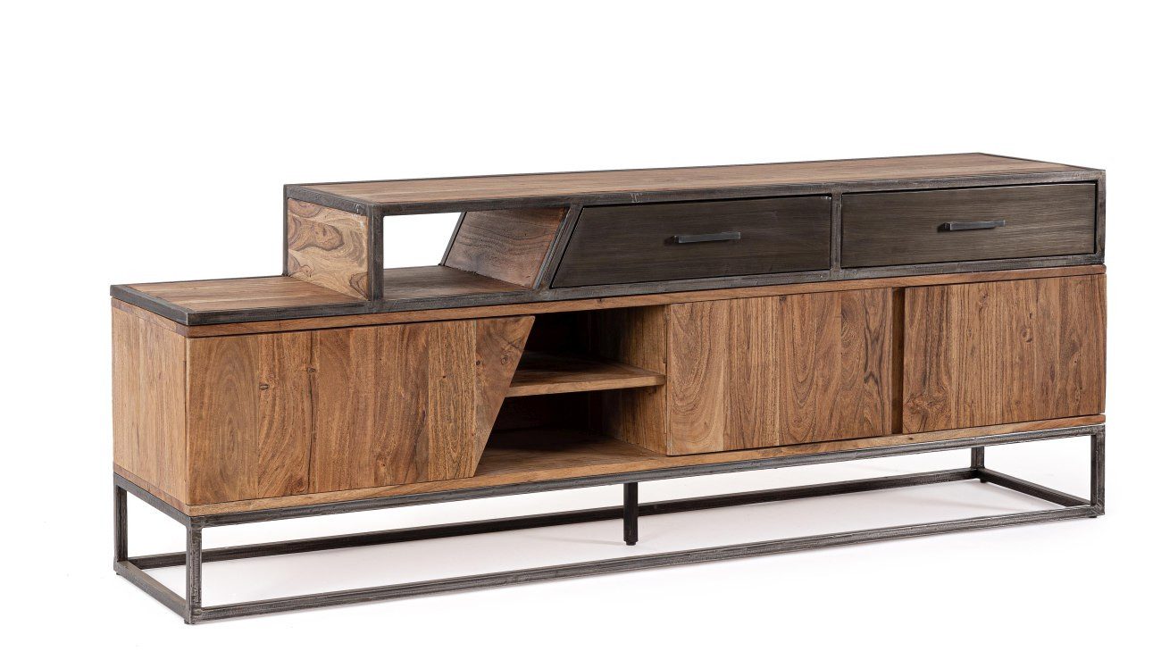 Bizzotto TV-Board Janak aus Akazienholz, 175 cm, Türen mit Magnetverschluss