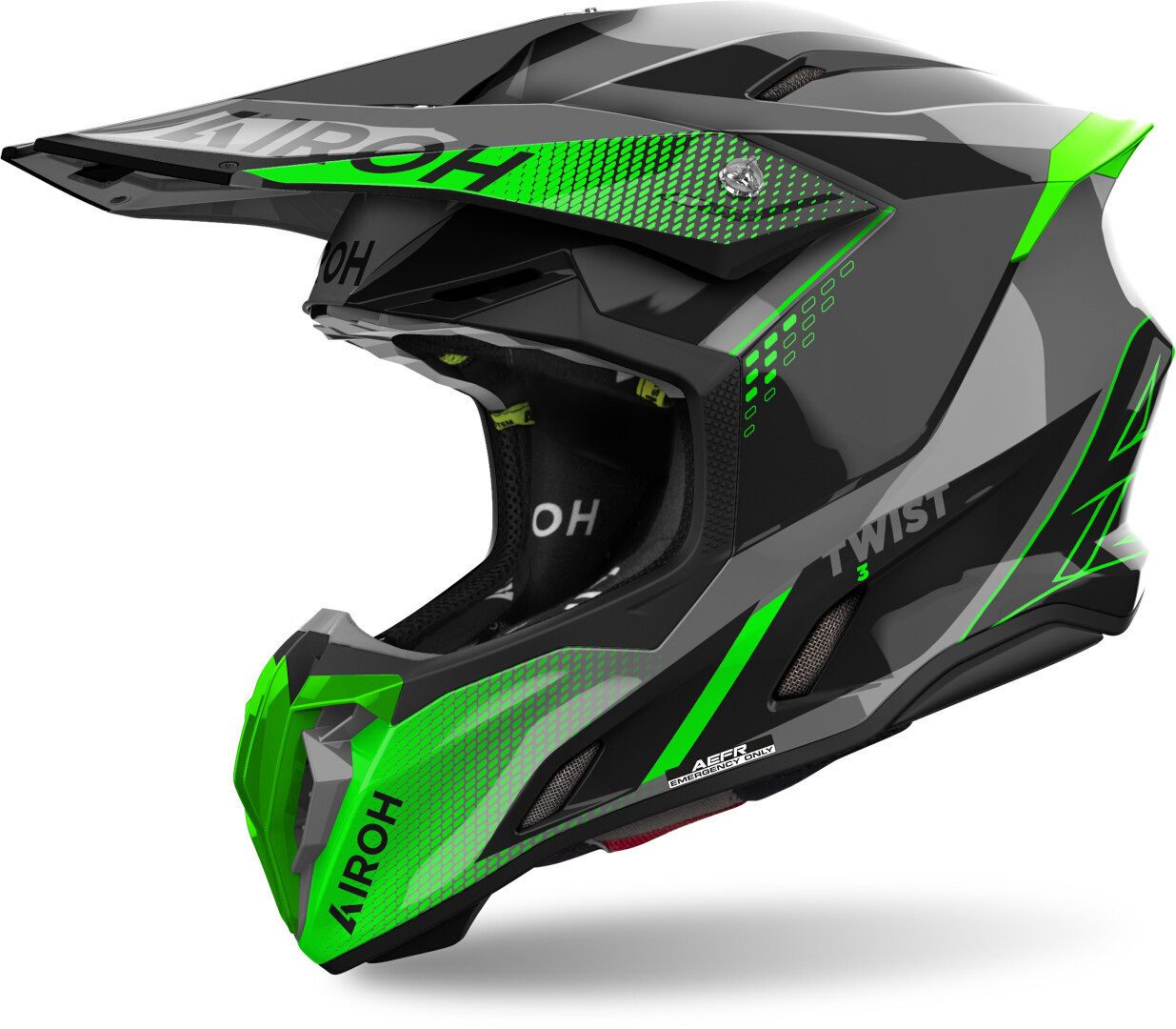 Airoh Motocrosshelm Twist 3 Shard Motocross Helm, vorbereitet für Kommunikationssystem,Notfallsystem-Polsterung (EQ