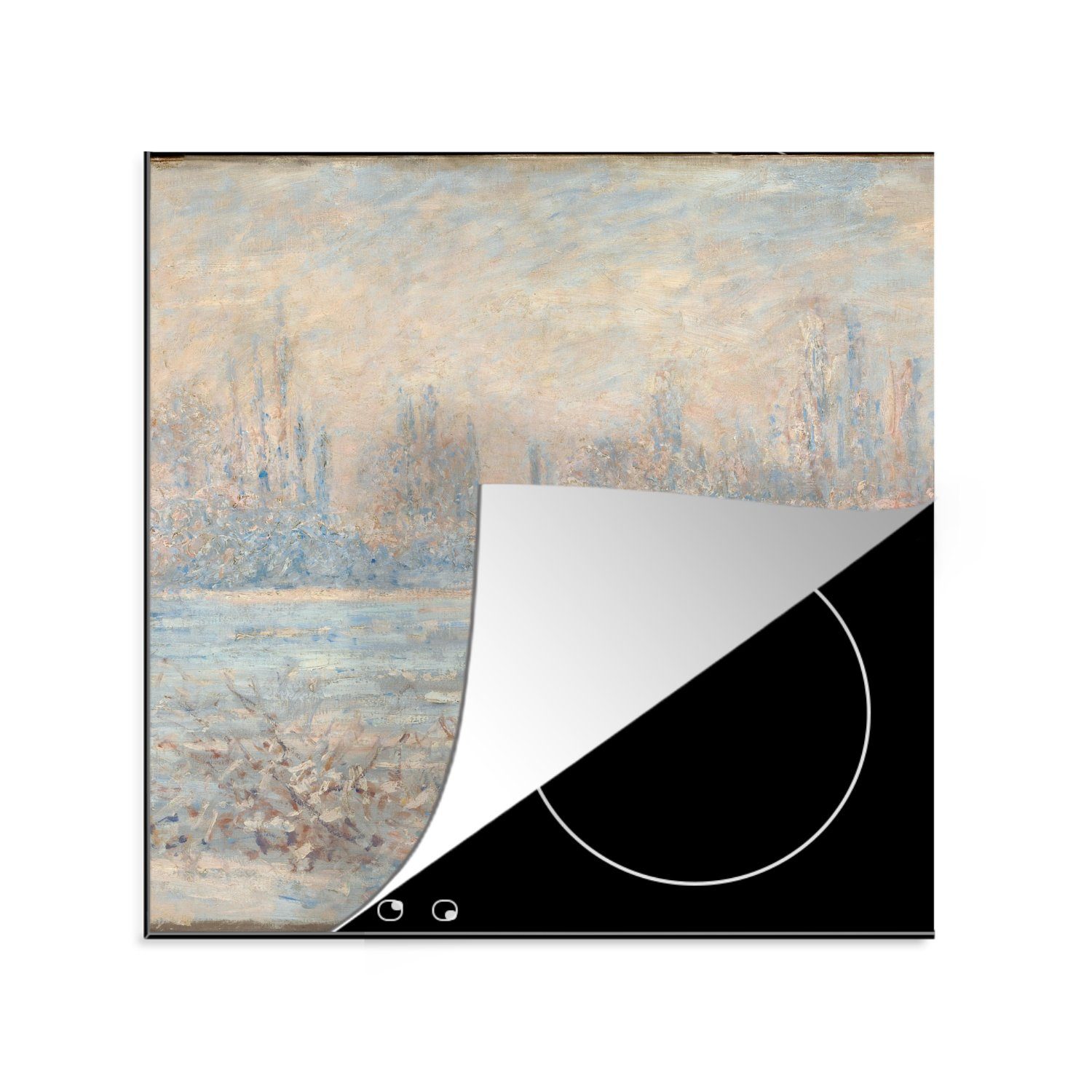 Herdblende-/Abdeckplatte Ceranfeldabdeckung, für 78x78 Monet, Frost tlg), MuchoWow Claude von küche Vinyl, cm, Vetheuil bei Arbeitsplatte Gemälde - (1