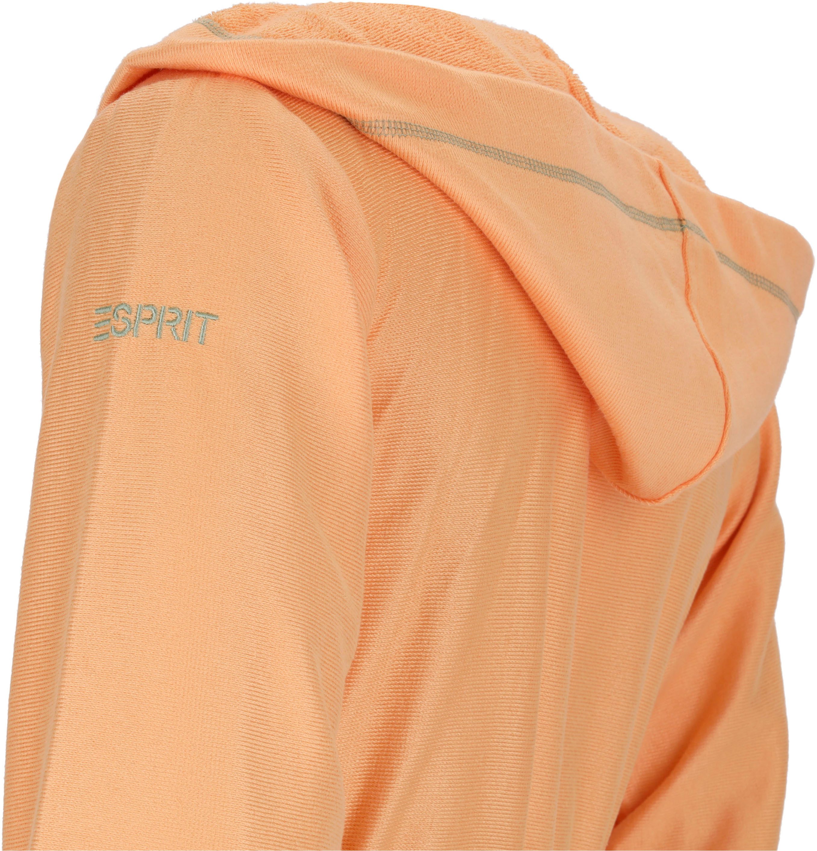 Esprit Unisex-Bademantel Modern Life, ideal für Sauna & Spa, Hotelbademantel, Morgenmantel, Langform, Wirkfrottier, Kapuze, Gürtel, Bunte Ziernähte