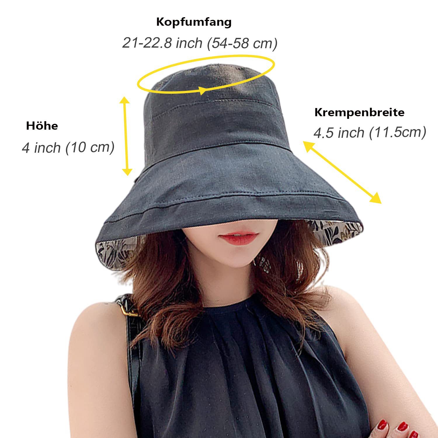 Zaewry Sonnenhut Sonnenhut für Damen mit breiter Krempe – UV-Schutz Fischerhut Sonnenhut Sommerhut,Geeignet für Strand,Gartenarbeit und Reisen