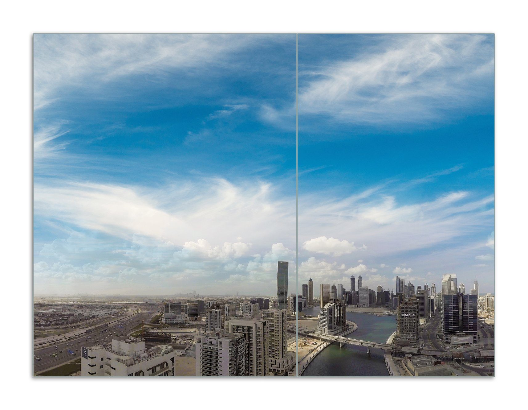 Wallario Herd-Abdeckplatte Panoramablick über Dubai, ESG-Sicherheitsglas, (Glasplatte, 2 tlg., inkl. 5mm Noppen), verschiedene Größen