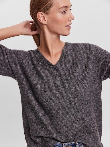 Vero Moda V-Ausschnitt-Pullover VMCREWLEFILE LS V-NECK günstig online kaufen